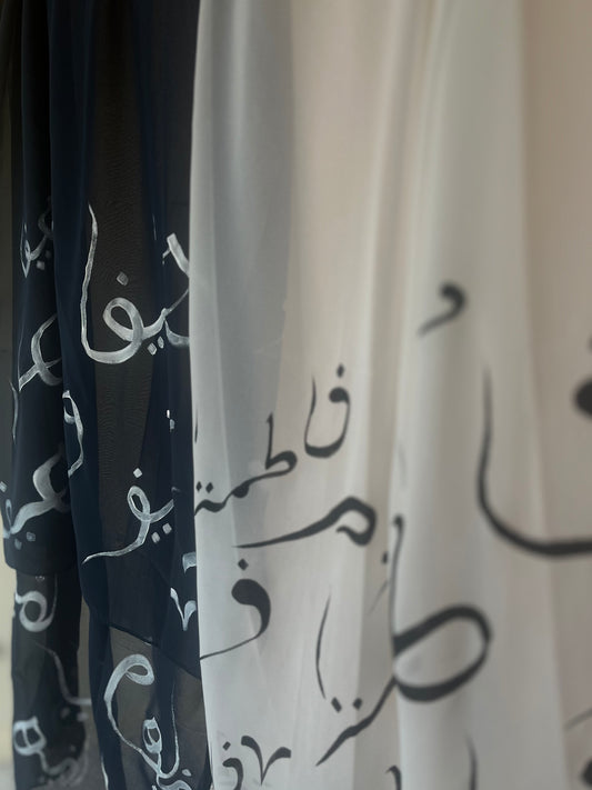 Name painted calligraphy chiffons