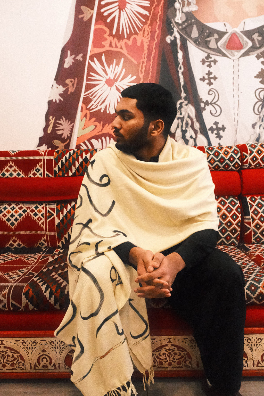 Calligraphy painted shawls