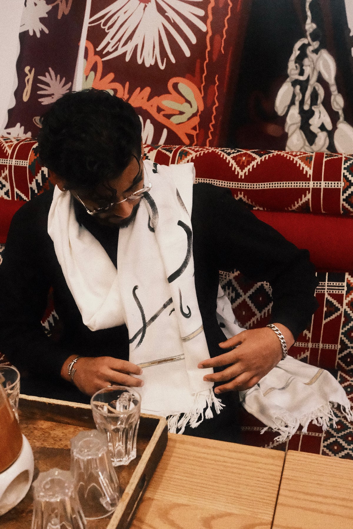 Calligraphy painted shawls