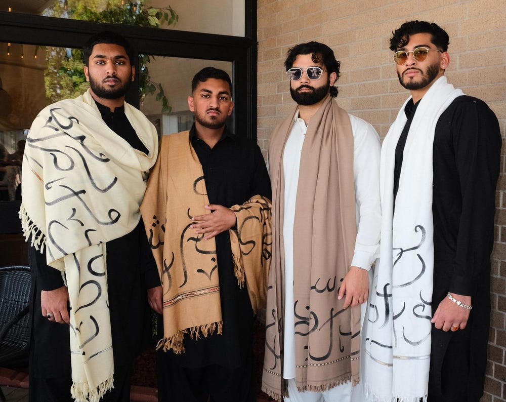 Calligraphy painted shawls